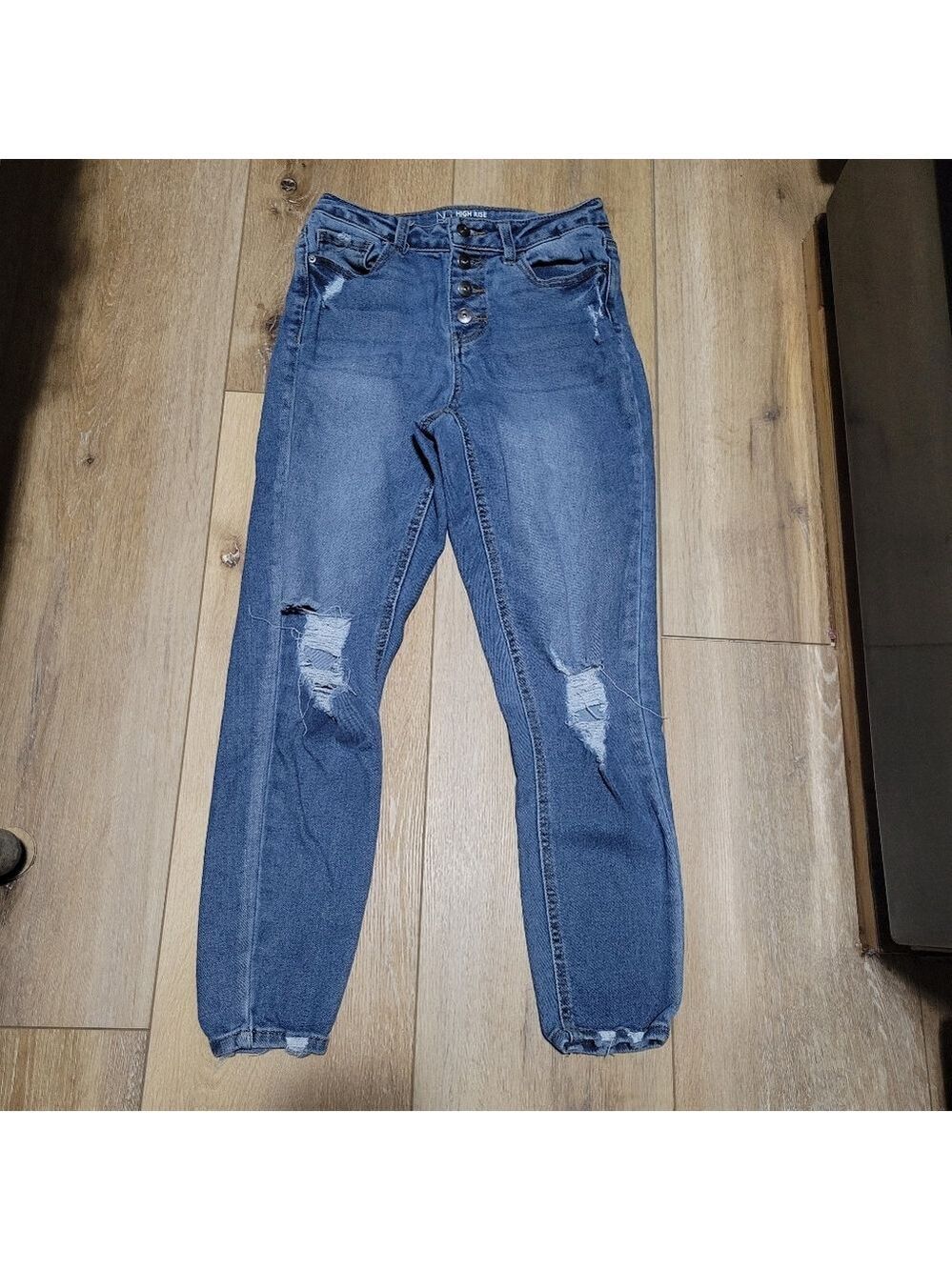 NOBO Blue Distressed Boyfriend Jeans Size 7